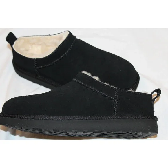 NIB UGG WOMEN'S MICRO MINI SUEDE SHEARLING LINED BOOTS BLACK US 7 EU 38 - Picture 7 of 8